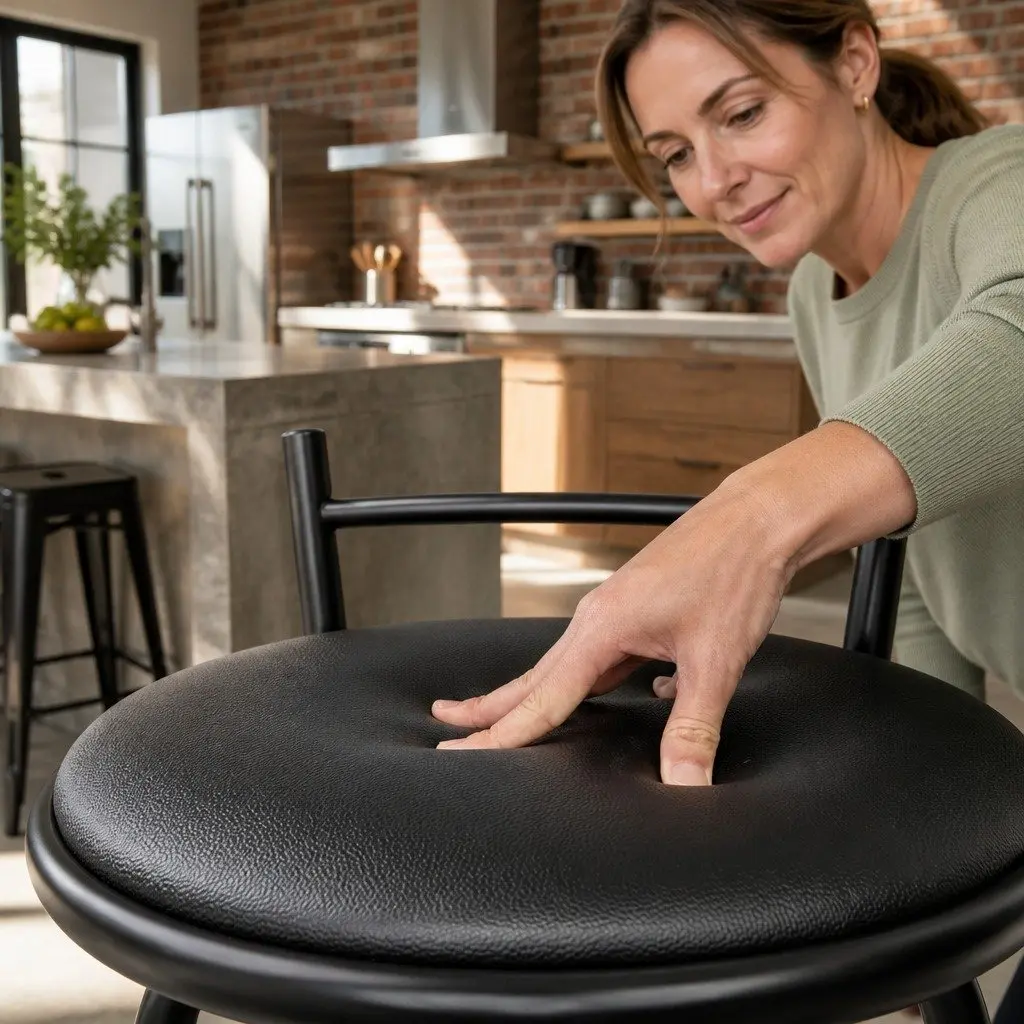 Set of 4 Black Swivel Bar Stools with Footrest