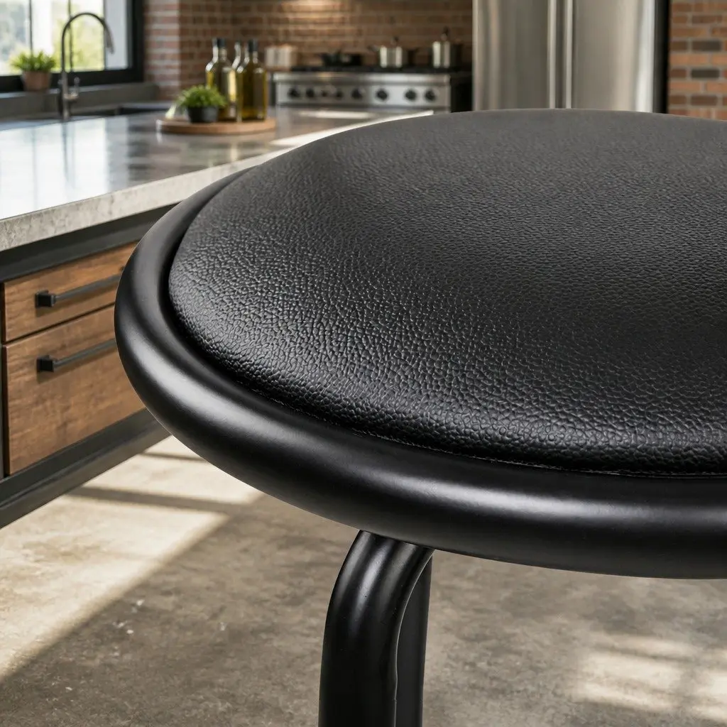 Set of 4 Black Swivel Bar Stools with Footrest
