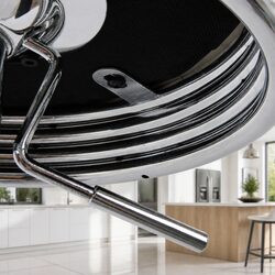 Set of 4 Padded Black Bar Stools with Chrome Base