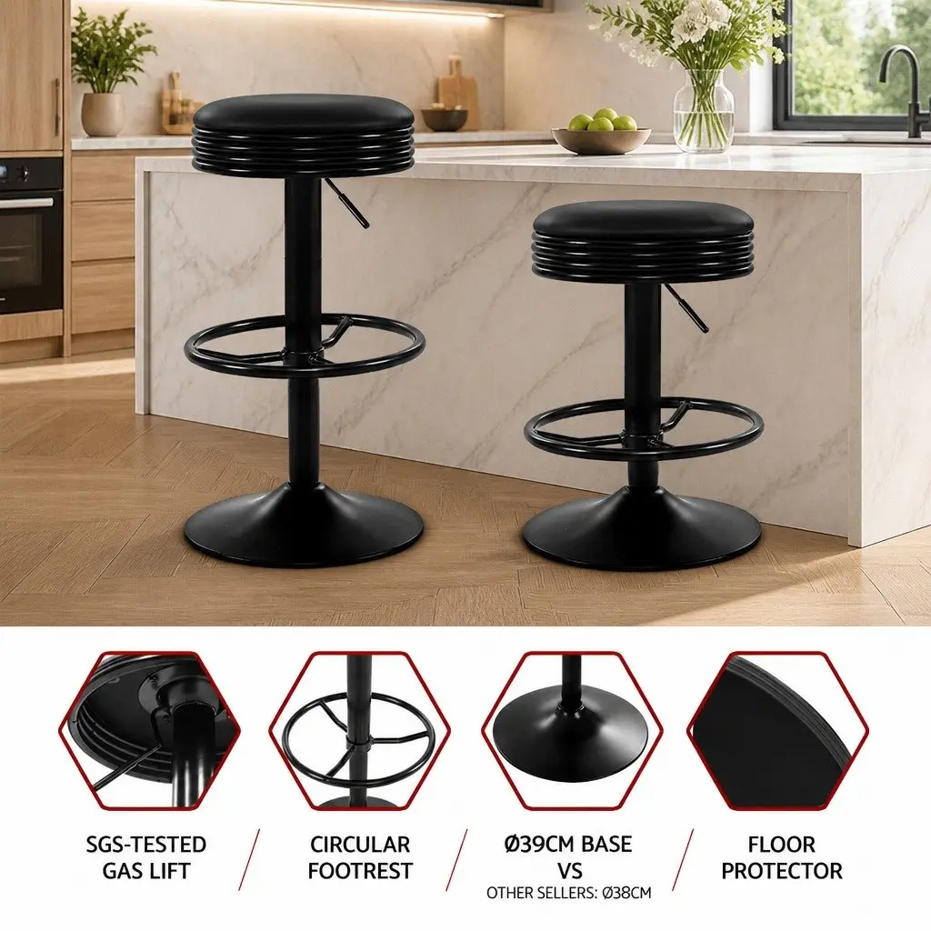 Bar Stools Set of 4 Padded Seat Swivel Kitchen Counter Height Black