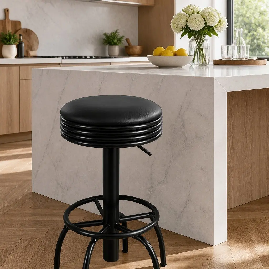 Bar Stools Set of 4 Padded Seat Swivel Kitchen Counter Height Black