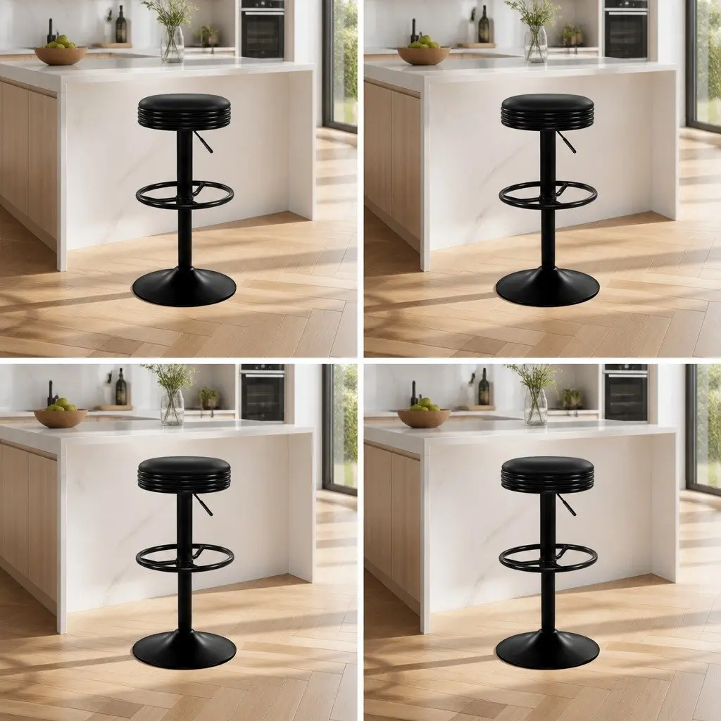 Bar Stools Set of 4 Padded Seat Swivel Kitchen Counter Height Black