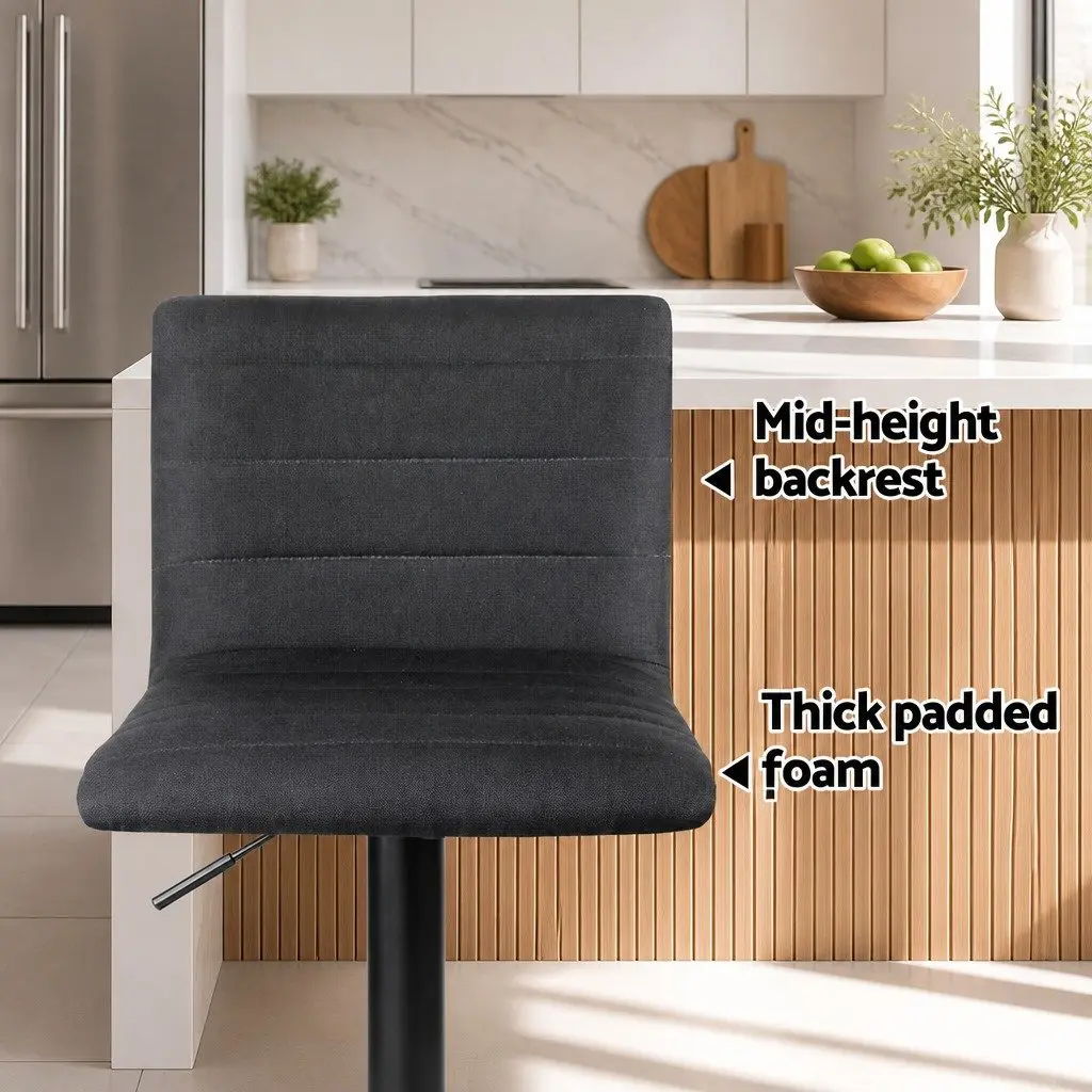 Set of 2 Adjustable Black Bar Stools with Gas Lift