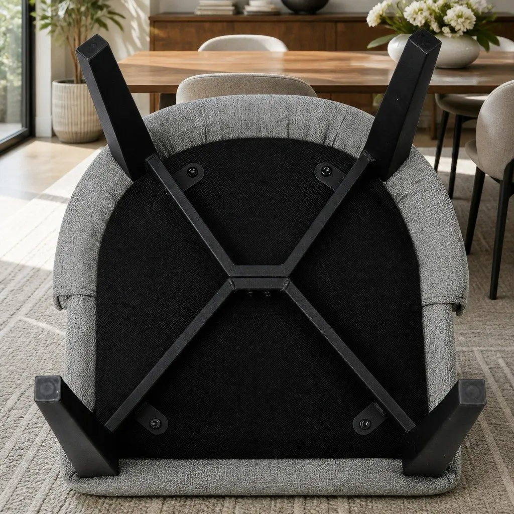 Set of 2 High Back Grey Fabric Dining Chairs