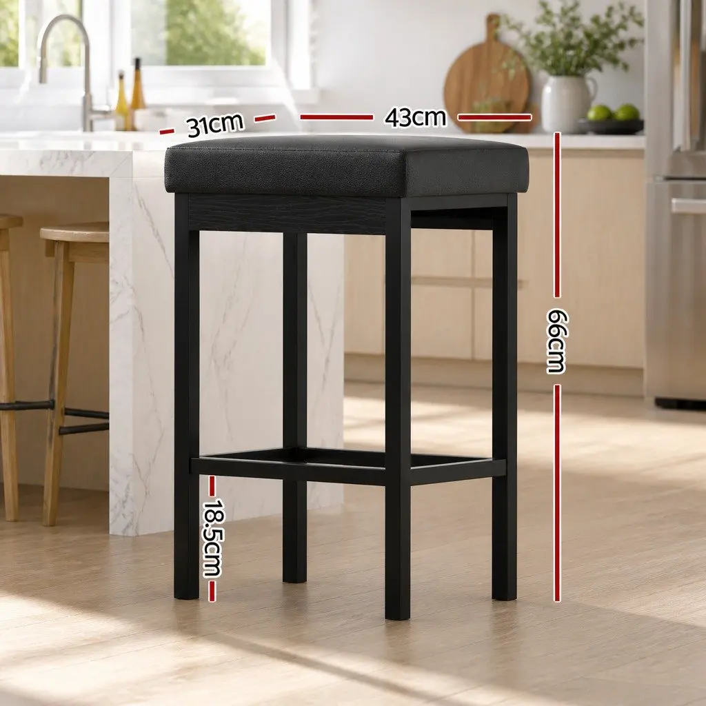 Bar Stools PU Seat Metal Frame Black 4 Piece