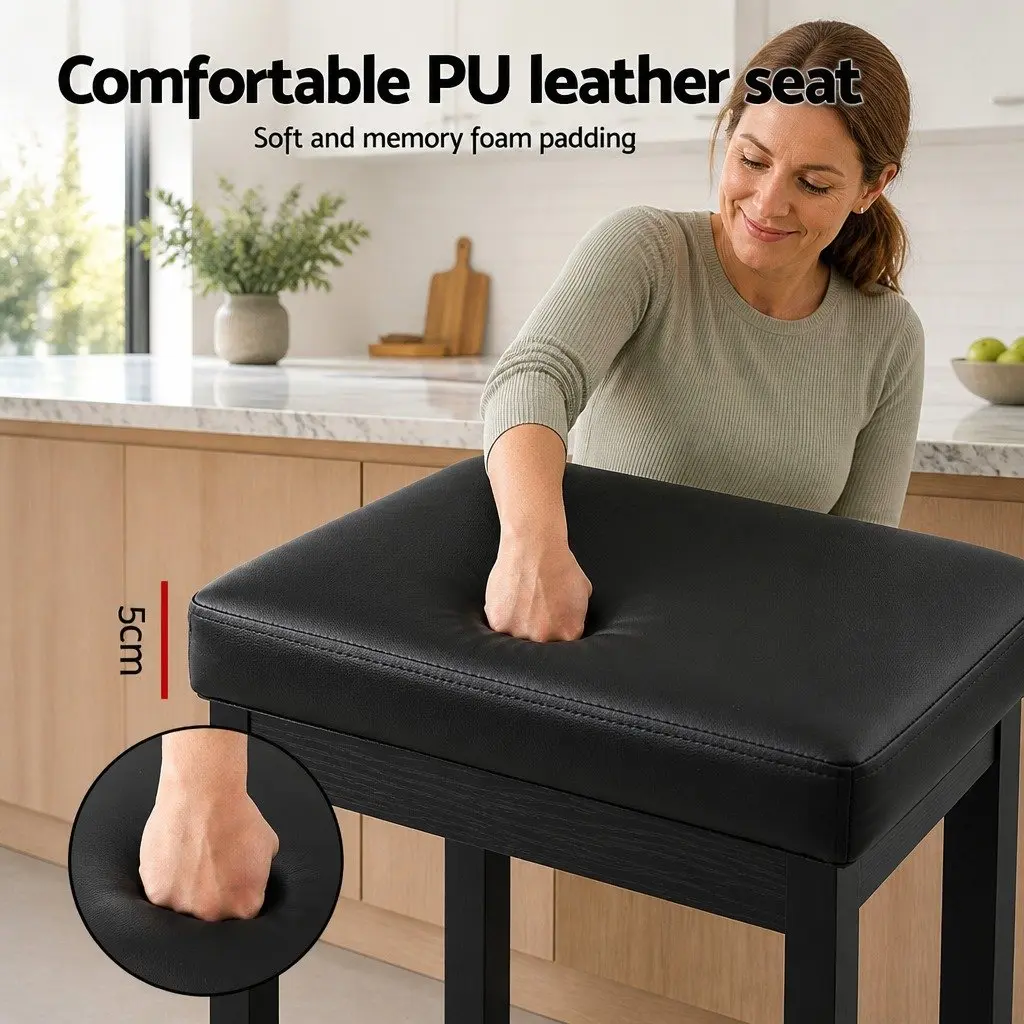 Bar Stools PU Seat Metal Frame Black 4 Piece
