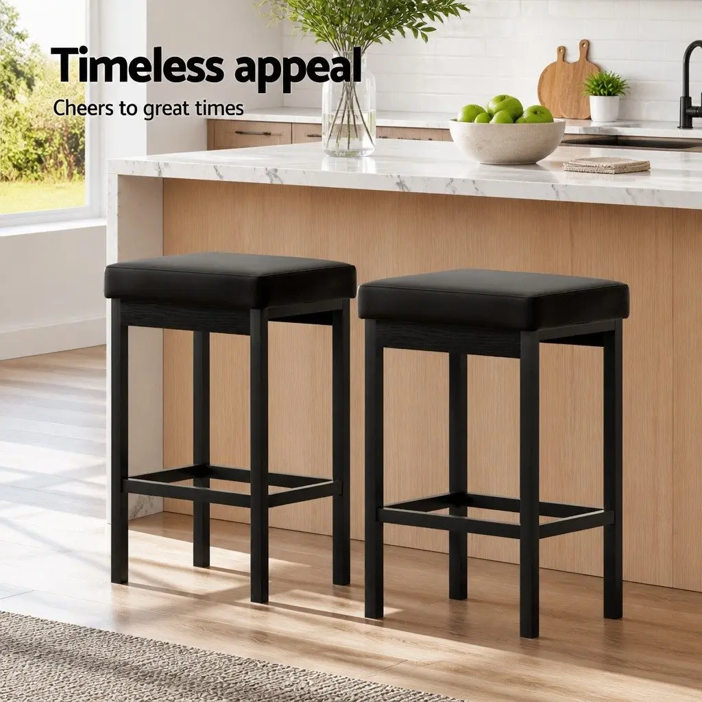 Bar Stools PU Seat Metal Frame Black 4 Piece