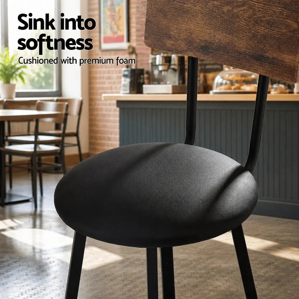 Set of 2 Industrial Bar Stools with Steel Frame