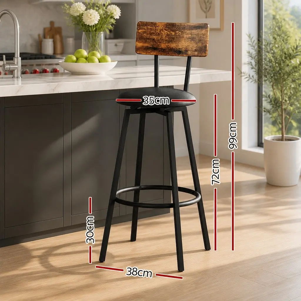 Bar Stools Industrial Upholstered 72cm Steel Frame Set of 4 Anti-Slip