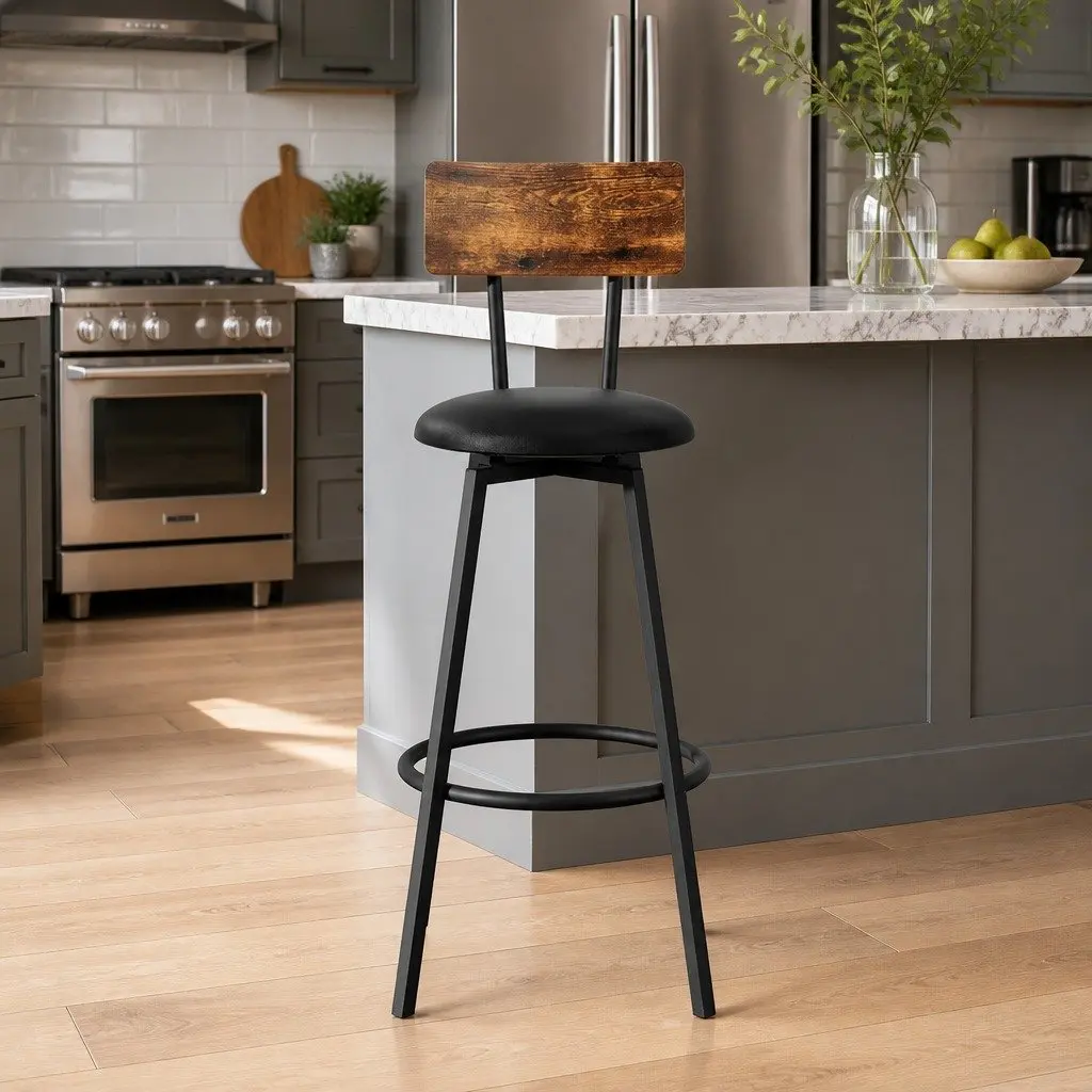 Bar Stools Industrial Upholstered 72cm Steel Frame Set of 4 Anti-Slip