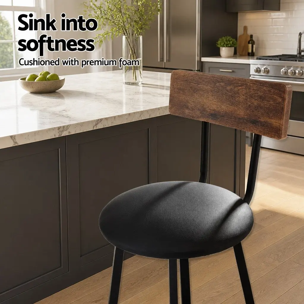 Bar Stools Industrial Upholstered 72cm Steel Frame Set of 4 Anti-Slip