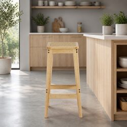 Set of 2 Rattan Bar Stools for Kitchen or Dining