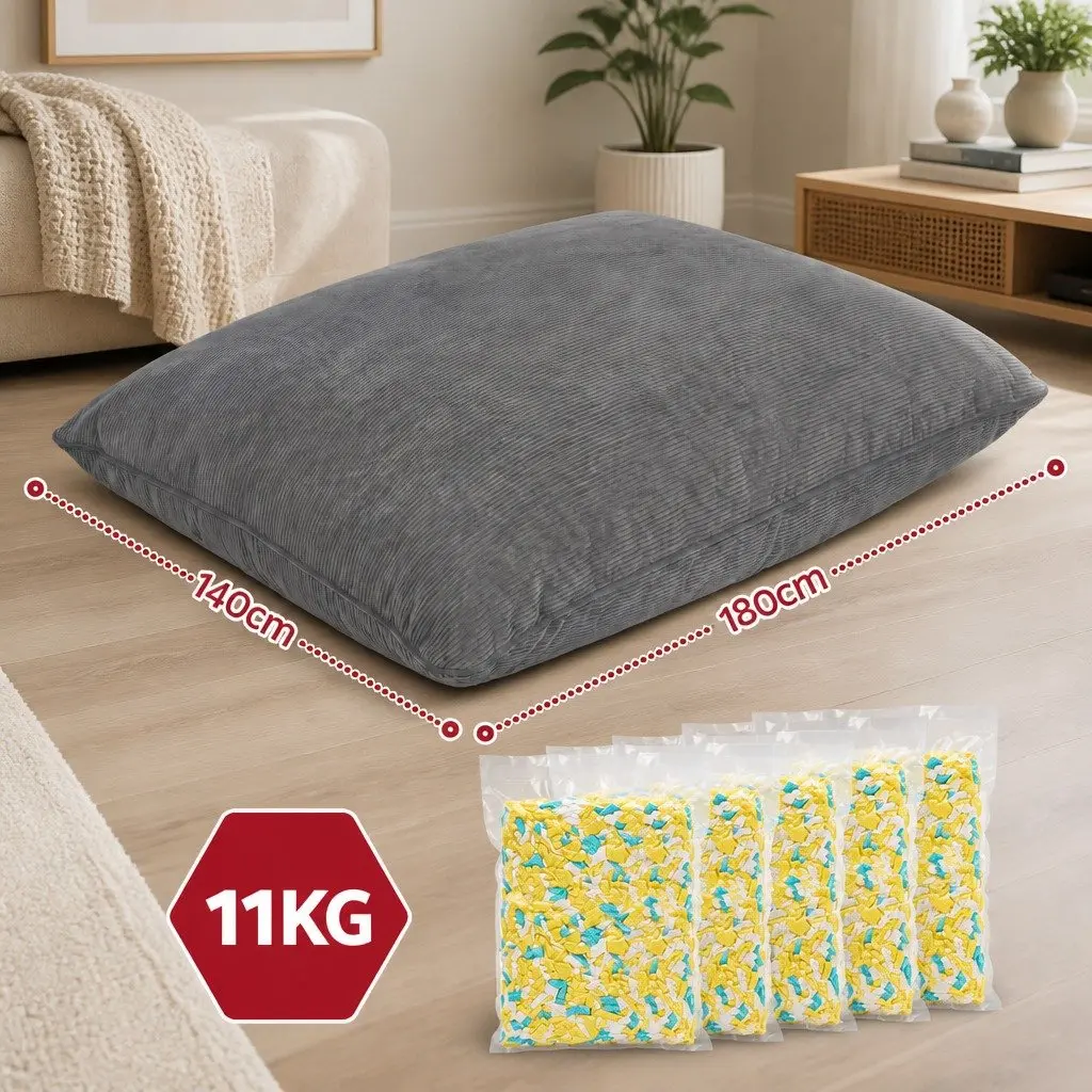 3 in 1 Convertible Bean Bag Chair Floor Cushion Sofa Corduroy Cover Memory Foam
