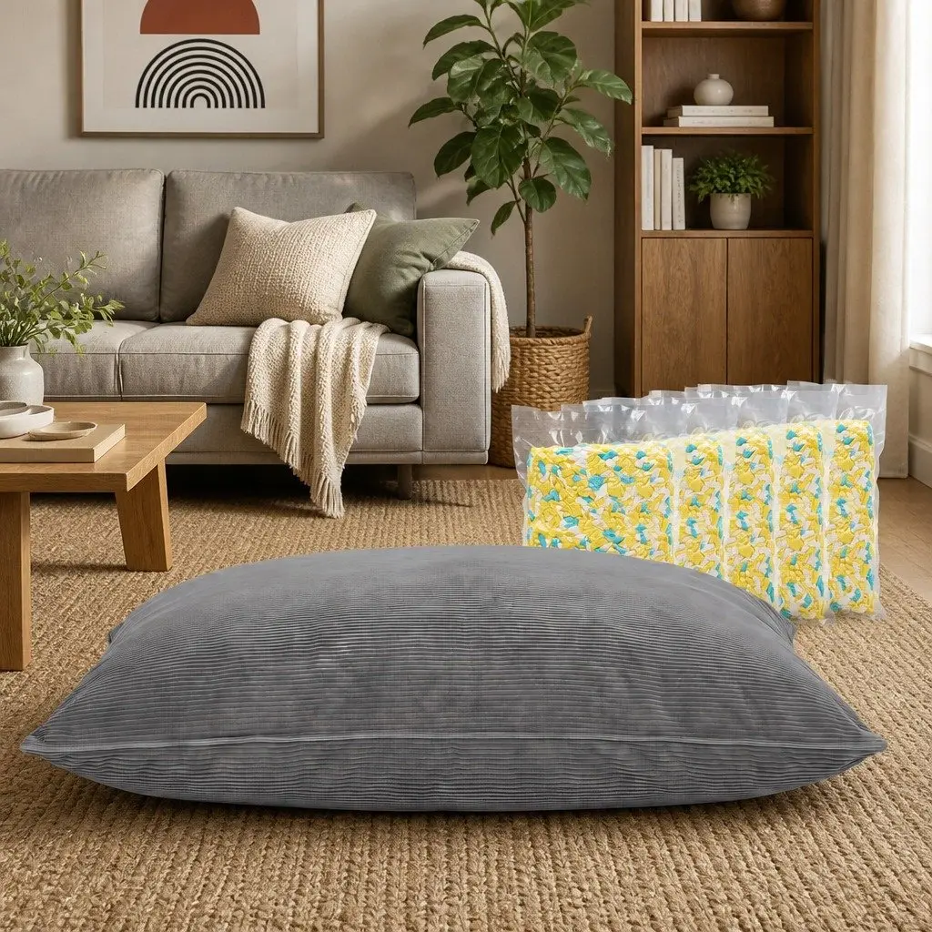 3 in 1 Convertible Bean Bag Chair Floor Cushion Sofa Corduroy Cover Memory Foam