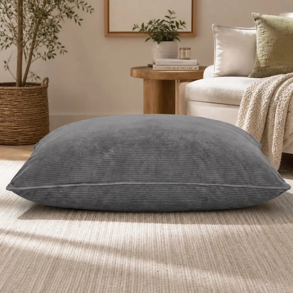 Grey Corduroy 3-in-1 Bean Bag Chair Cover