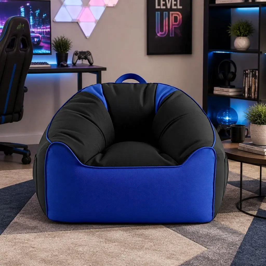 Gaming Bean Bag Chair Cover Floor Lounge Seat Adults Teens Kids Cup Holder
