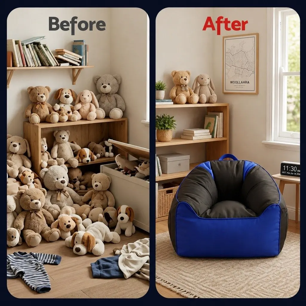 Gaming Bean Bag Chair Cover Floor Lounge Seat Adults Teens Kids Cup Holder