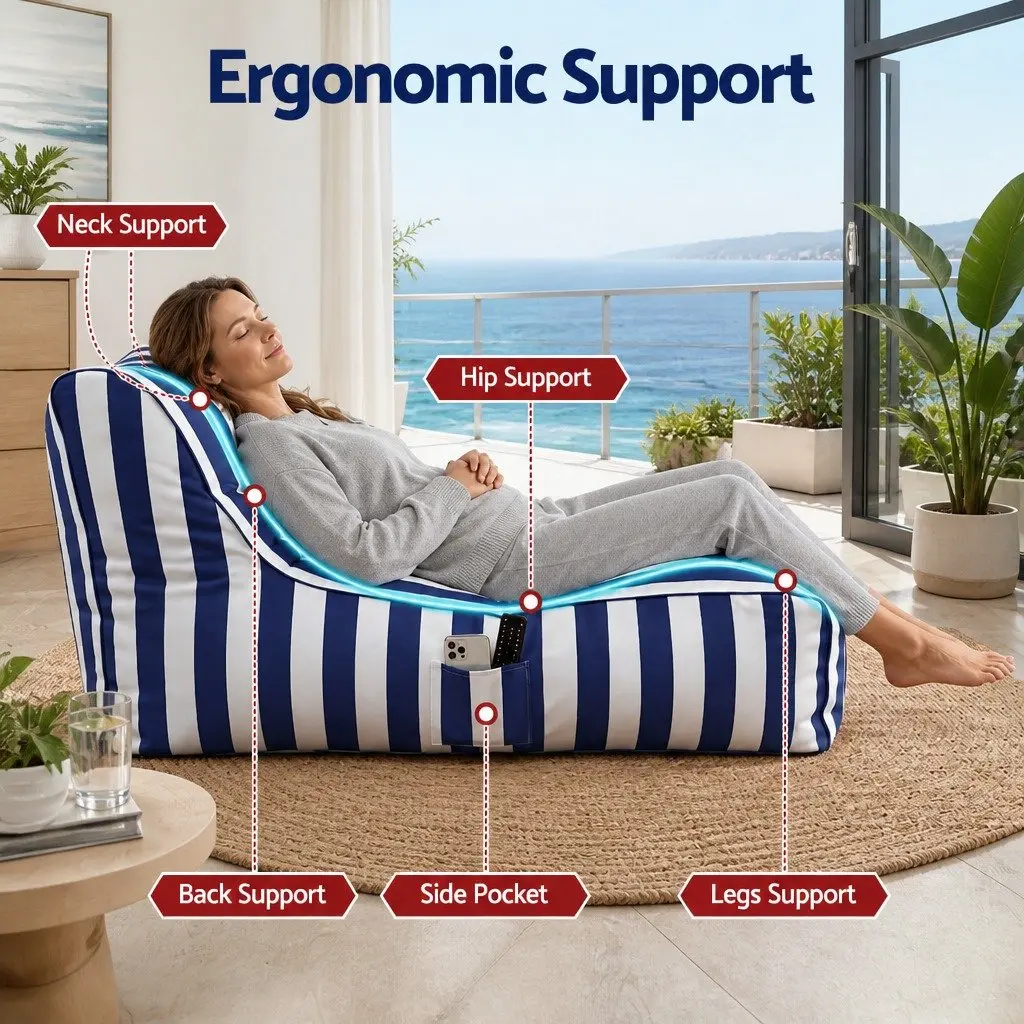 L-Shape Bean Bag Chair Cover for Indoor and Outdoor