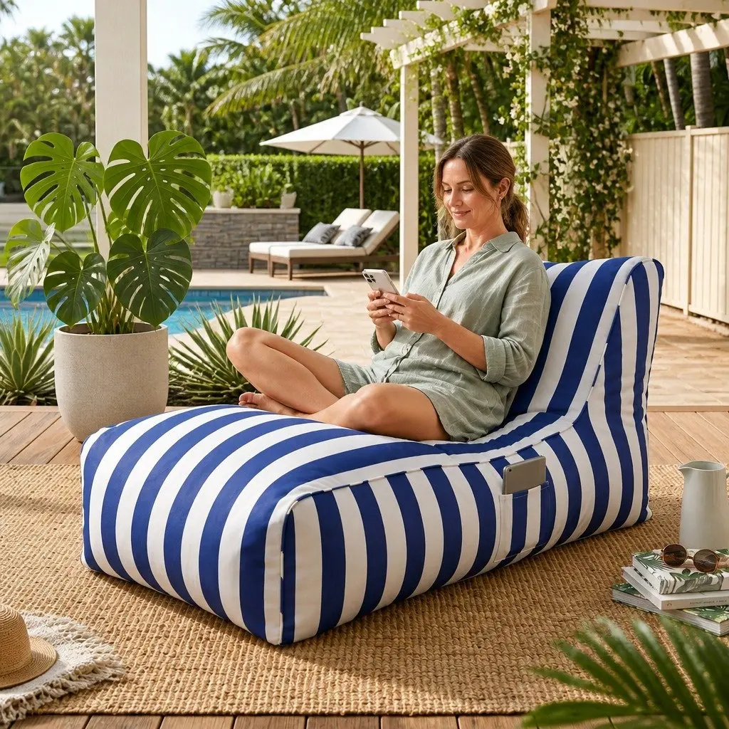 L-Shape Bean Bag Chair Cover for Indoor and Outdoor