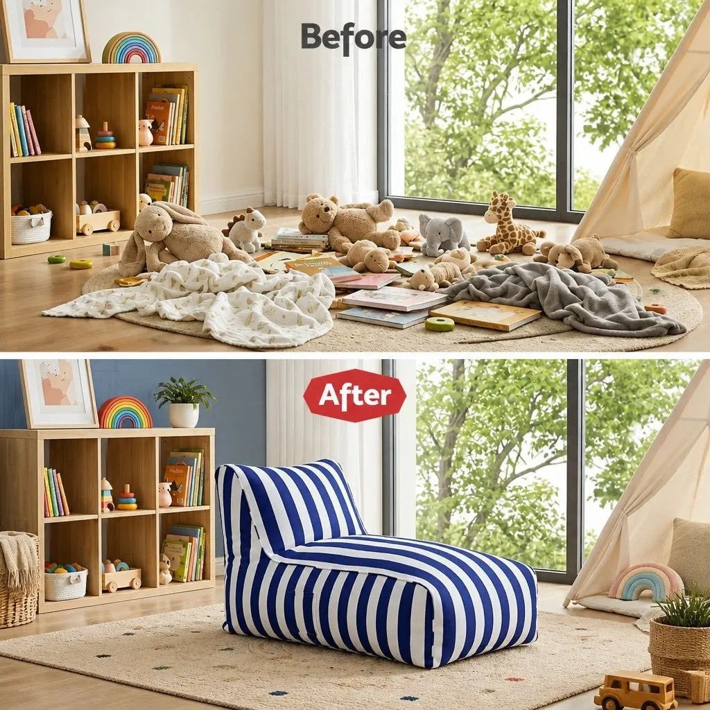 L-Shape Bean Bag Chair Cover for Indoor and Outdoor