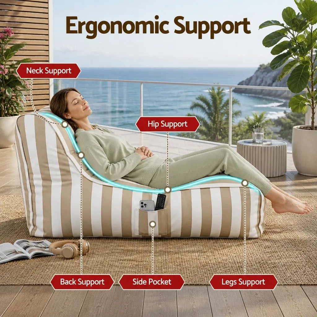 L-Shape Bean Bag Chair Cover for Indoor and Outdoor Use