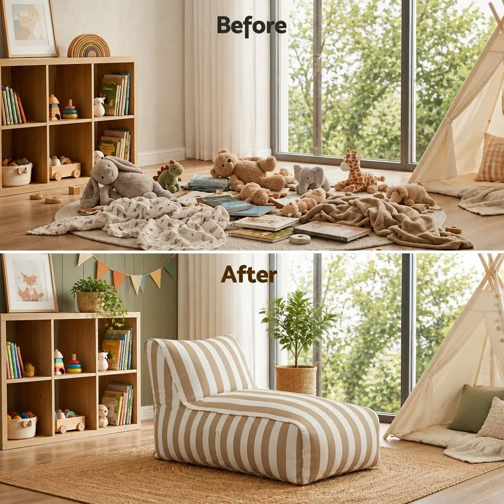 L-Shape Bean Bag Chair Cover for Indoor and Outdoor Use