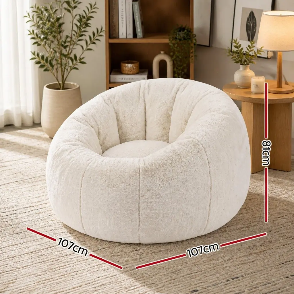Bean Bag Chair Cover Large Round Faux Fur Soft Washable Storage Sofa