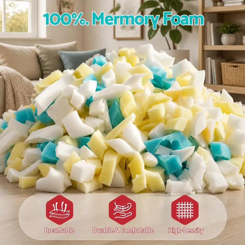 Bean Bag Filler Shredded Memory Foam 15lbs High Density Soft Stuffing for