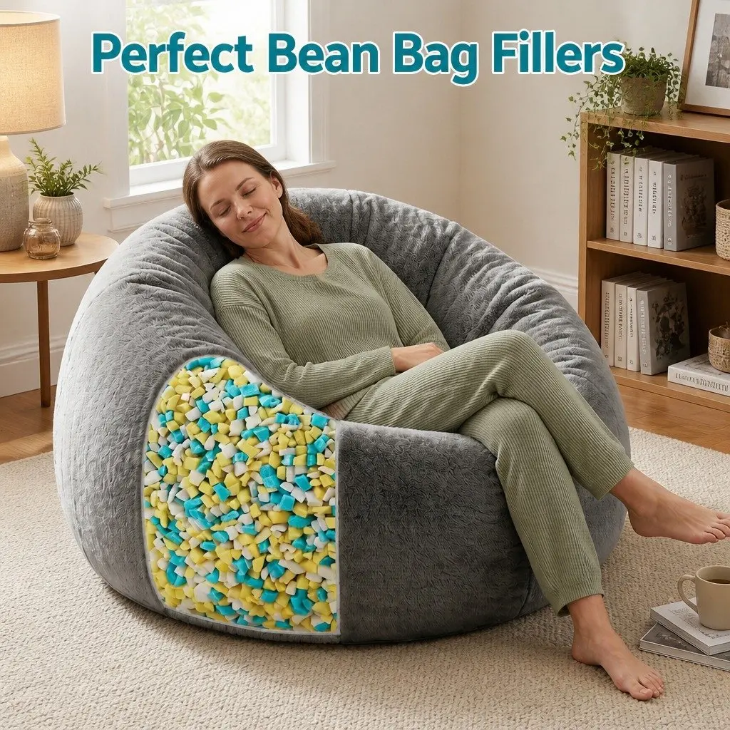 Bean Bag Filler Shredded Memory Foam 15lbs High Density Soft Stuffing for