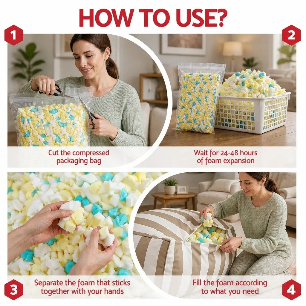 Bean Bag Filler Shredded Memory Foam 15lbs High Density Soft Stuffing for