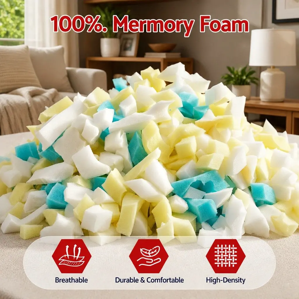 Bean Bag Filler 20lbs Shredded Memory Foam High Density Soft Filling Pillow