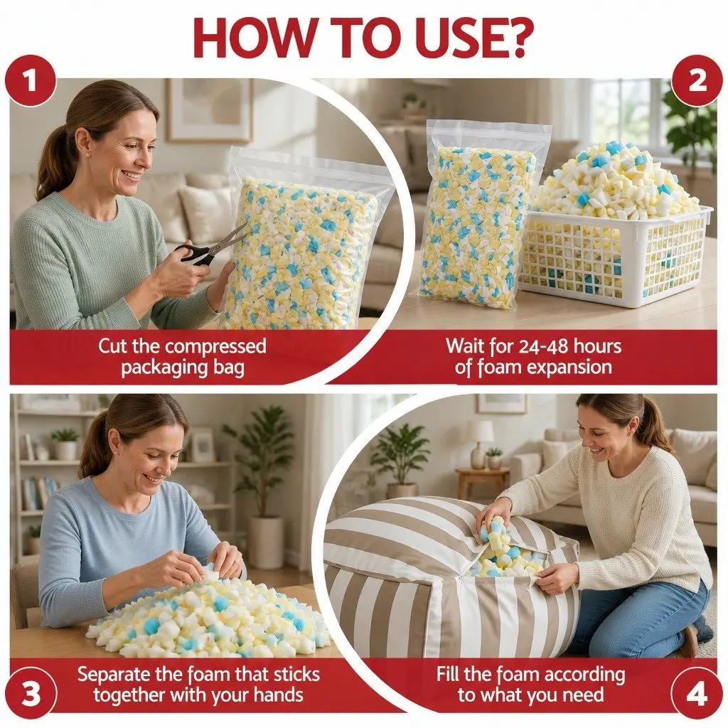 Bean Bag Filler 20lbs Shredded Memory Foam High Density Soft Filling Pillow