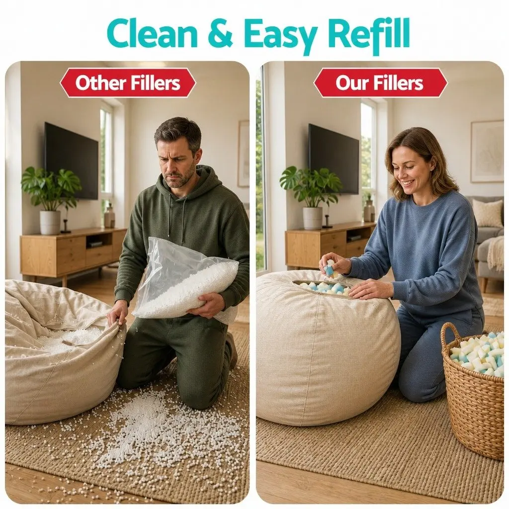 Bean Bag Filler 20lbs Shredded Memory Foam High Density Soft Filling Pillow