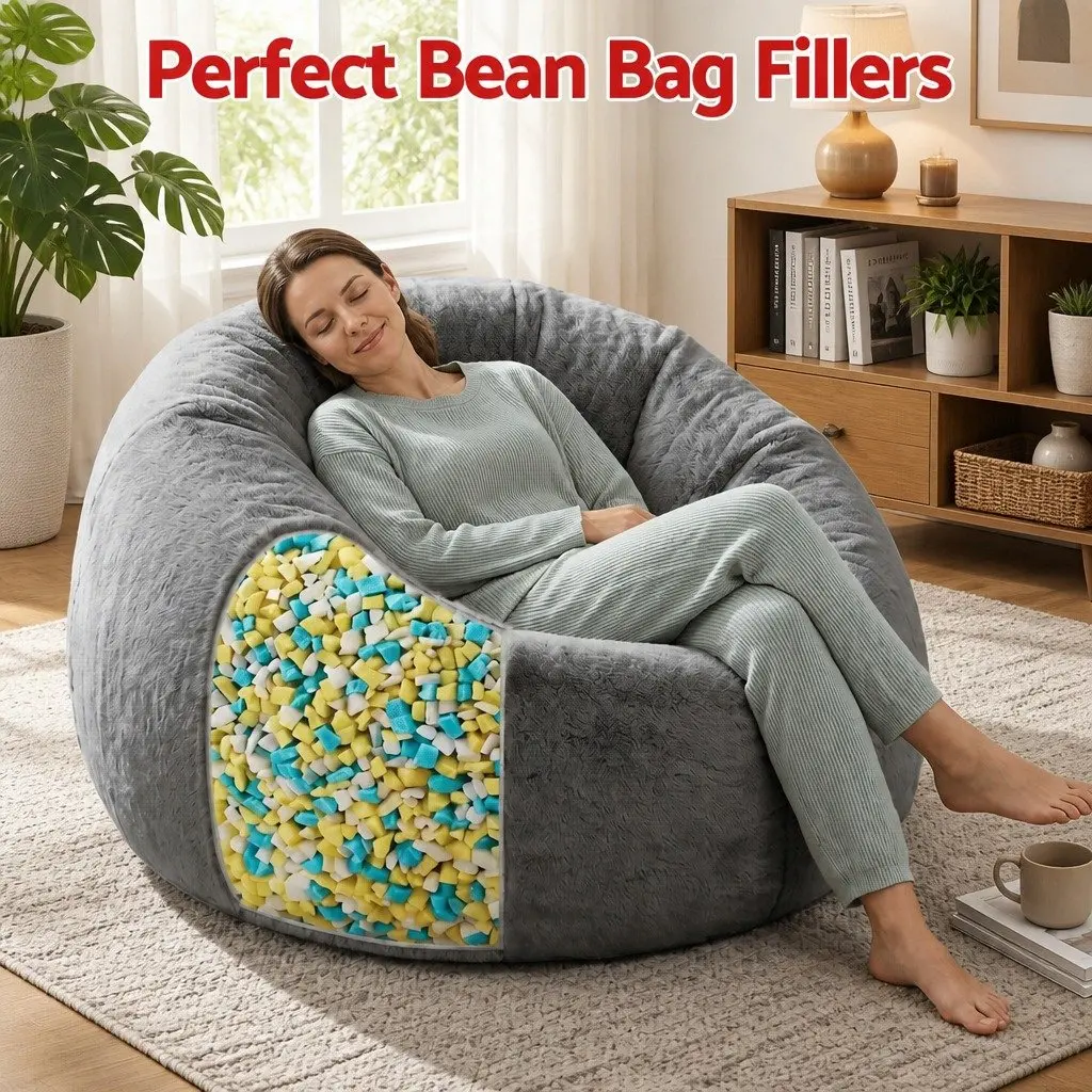 Memory Foam Bean Bag Filler 25lbs High-Density Odour-Free Cushion for Pillows Dog Beds and Crafts