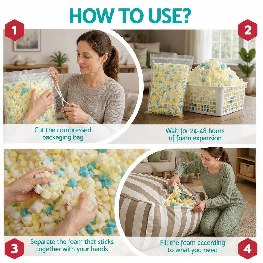 Memory Foam Bean Bag Filler 25lbs High-Density Odour-Free Cushion for Pillows Dog Beds and Crafts