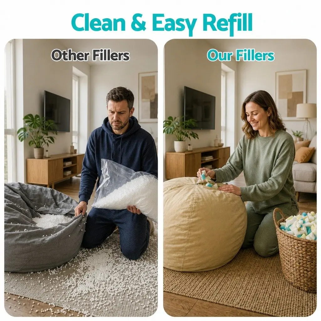 Memory Foam Bean Bag Filler 25lbs High-Density Odour-Free Cushion for Pillows Dog Beds and Crafts
