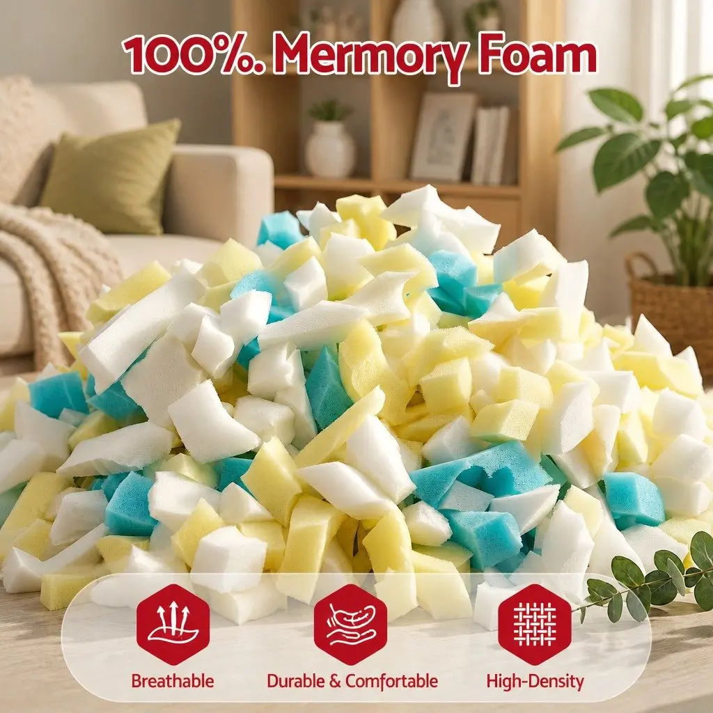 Bean Bag Filler Shredded Memory Foam 5lbs High Density Soft Filling