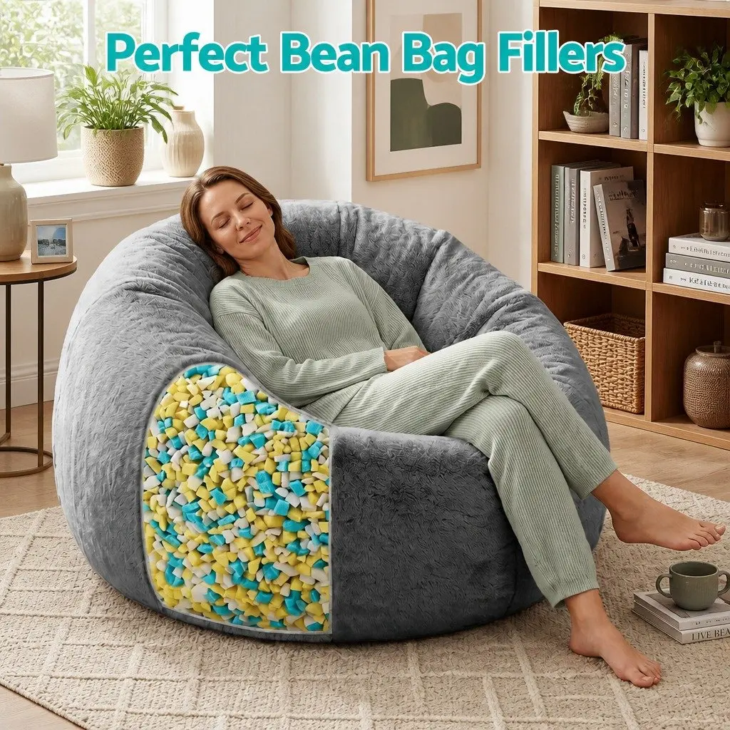 Bean Bag Filler Shredded Memory Foam 5lbs High Density Soft Filling