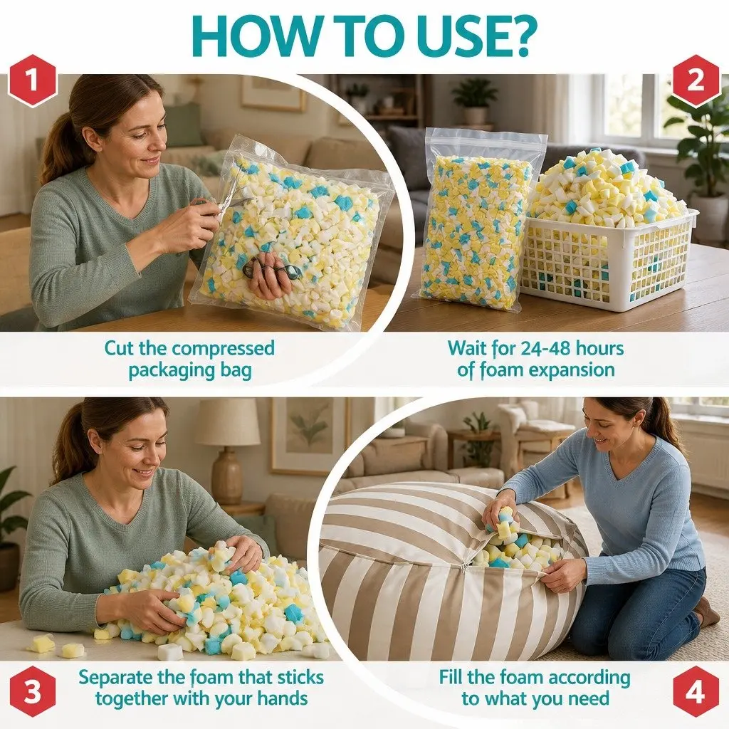 Bean Bag Filler Shredded Memory Foam 5lbs High Density Soft Filling