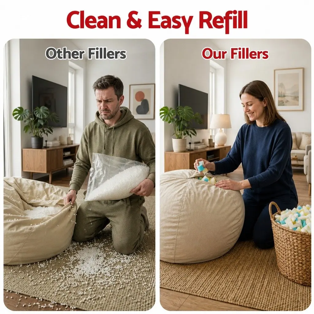 Bean Bag Filler Shredded Memory Foam 5lbs High Density Soft Filling