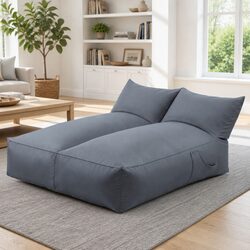 Indoor Outdoor Bean Bag Chair 2 Seater L-Shape Lounge Sofa with Memory Foam