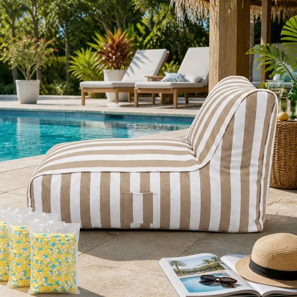 Bean Bag Chair Indoor Outdoor Lounge Seat with Removable Washable Cover L-Shape