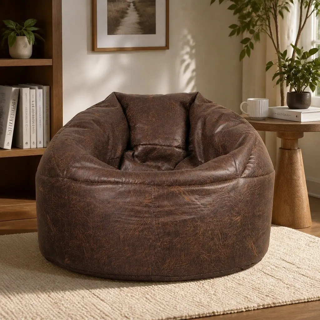 Brown Bean Bag Chair Cover with Easy Maintenance
