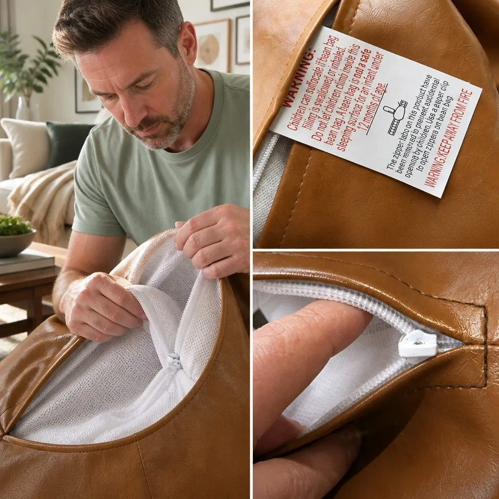 Brown Bean Bag Chair Cover with Easy Maintenance