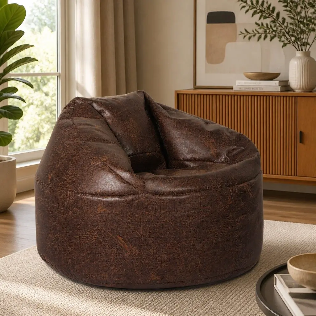 Brown Bean Bag Chair Cover with Easy Maintenance