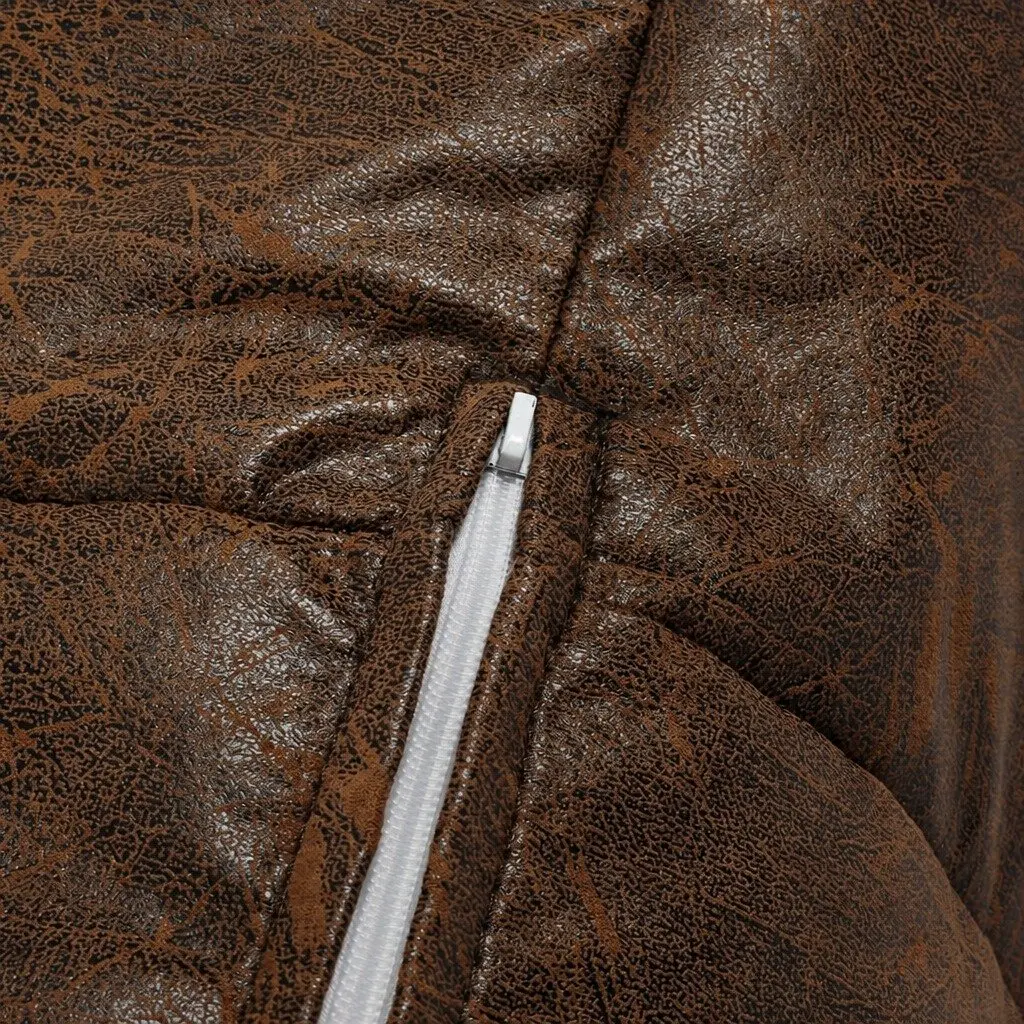 Dark Brown PU Leather Bean Bag Chair Cover