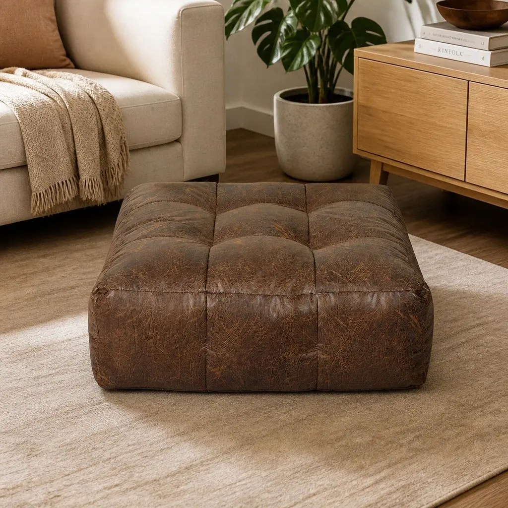 Bean Bag Cover Chair Modular Ottoman Seat Portable Easy Clean Zipper Opening