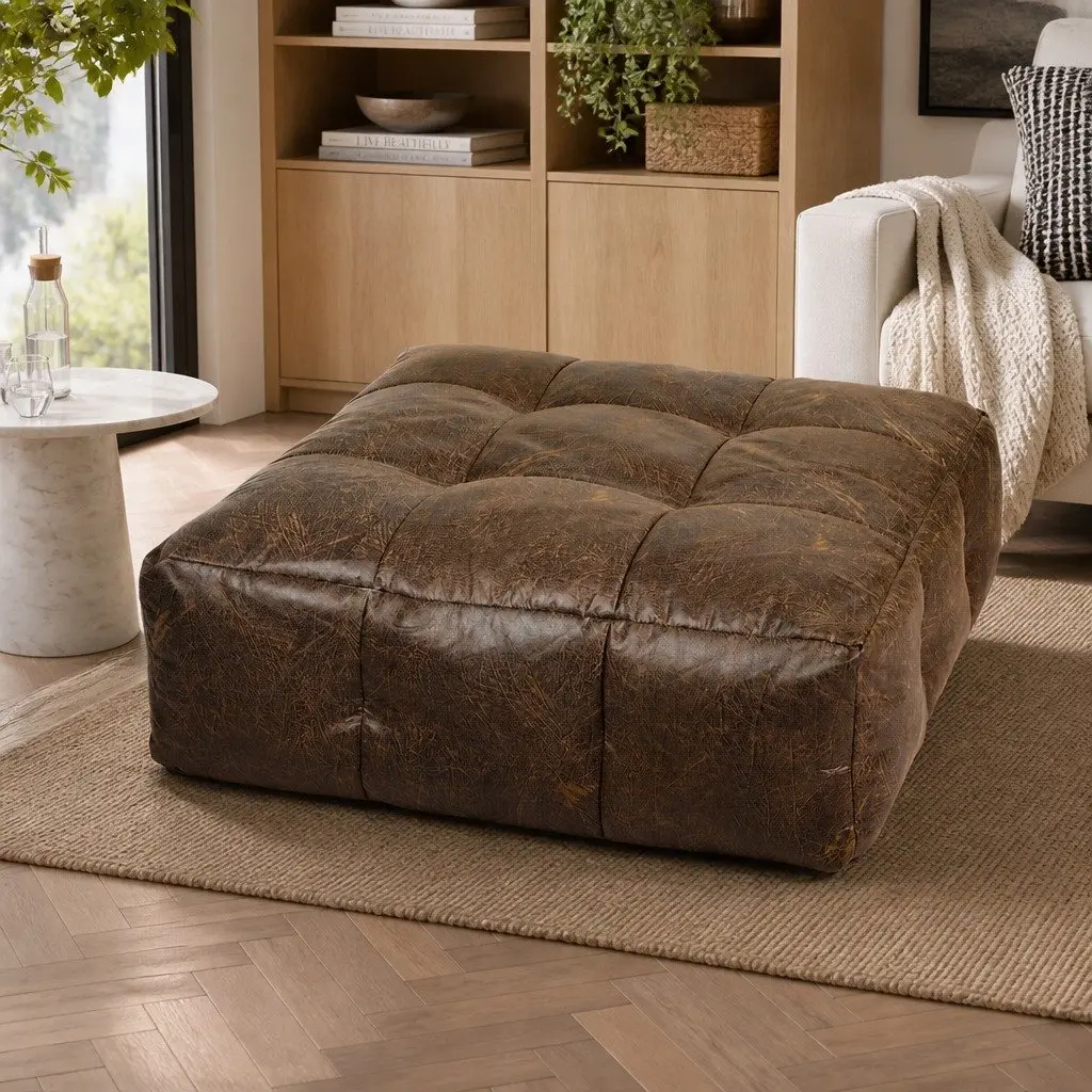 Bean Bag Cover Chair Modular Ottoman Seat Portable Easy Clean Zipper Opening