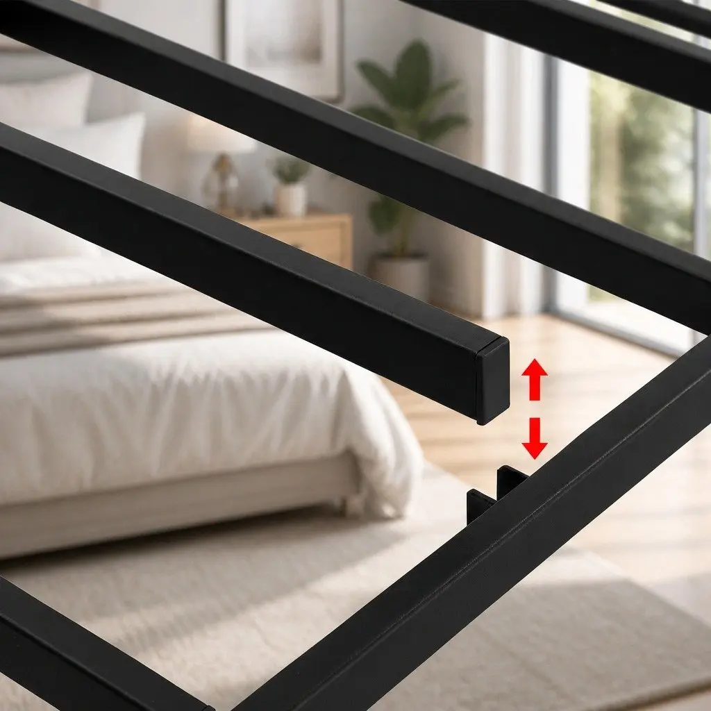 King Size Metal Bed Frame with Grey Fabric Cover