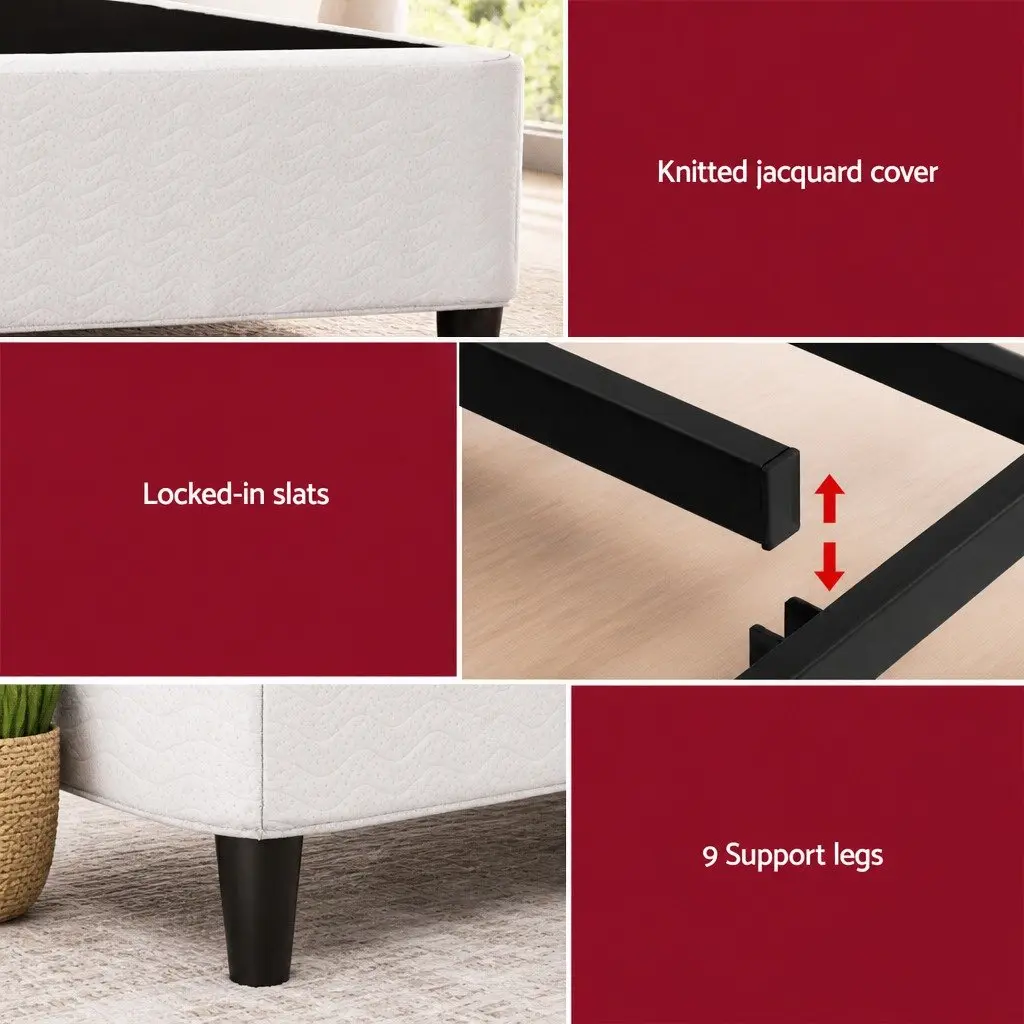 King Size Metal Bed Frame with Grey Fabric Cover
